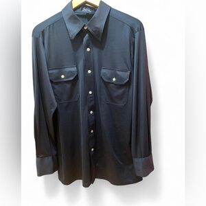70s vintage blue Givenchy for Chesa XL polyester shirt.